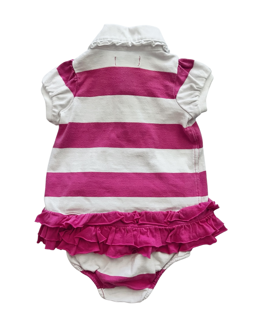 3M Baby Girl Pink Stripes Ralph Lauren Polo Dress + Bloomers