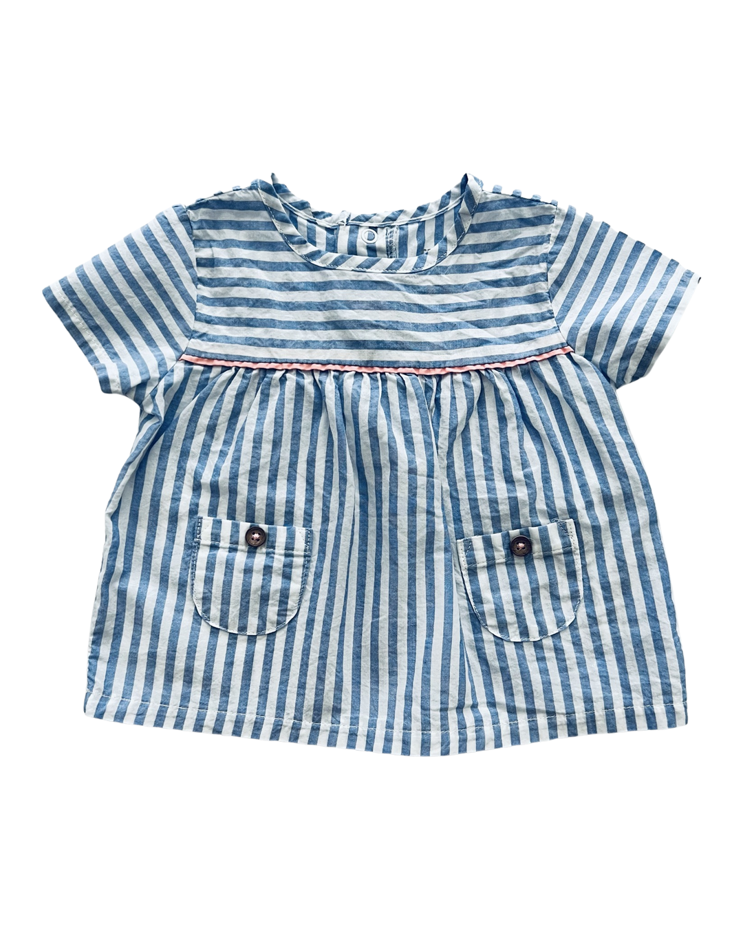 6M Baby Girl Carters Blue & White Stripe Top