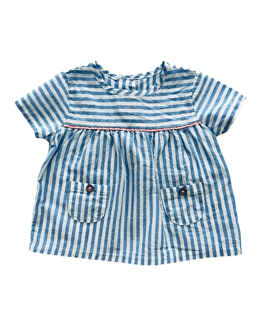 6M Baby Girl Carters Blue & White Stripe Top