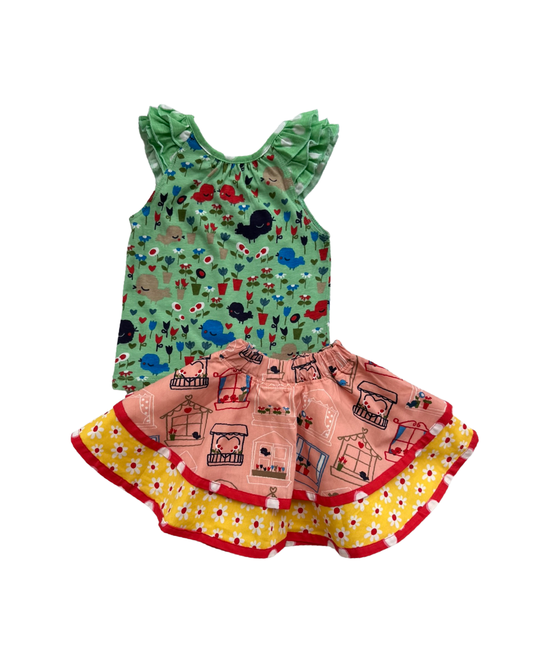 24M Baby Girl Jelly The Pug Boutique Bird Skirt and Top