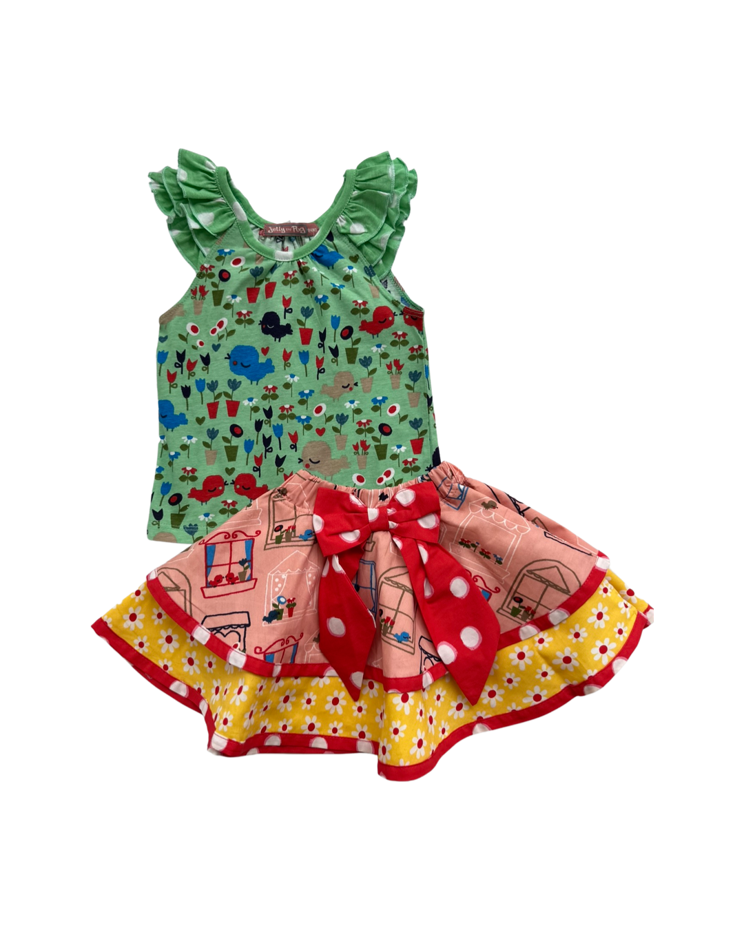 24M Baby Girl Jelly The Pug Boutique Bird Skirt and Top