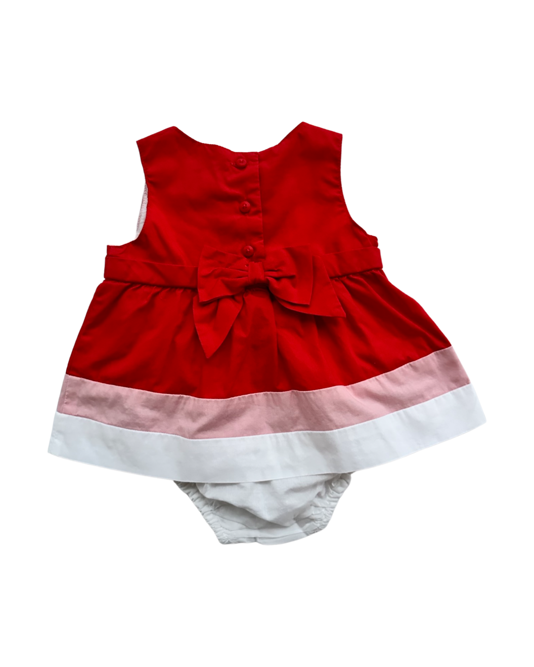 3-6M Baby Girl Janie & Jack Red / Pink / White Dress w/ Bloomers