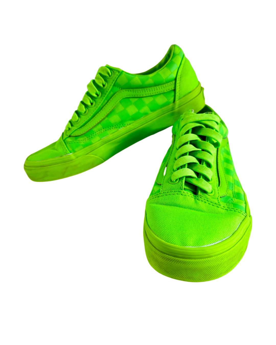Vans Women Size 8, Men’s 6.5 Old Skool Tonal Checkerboard Skate Shoe - Green Gecko