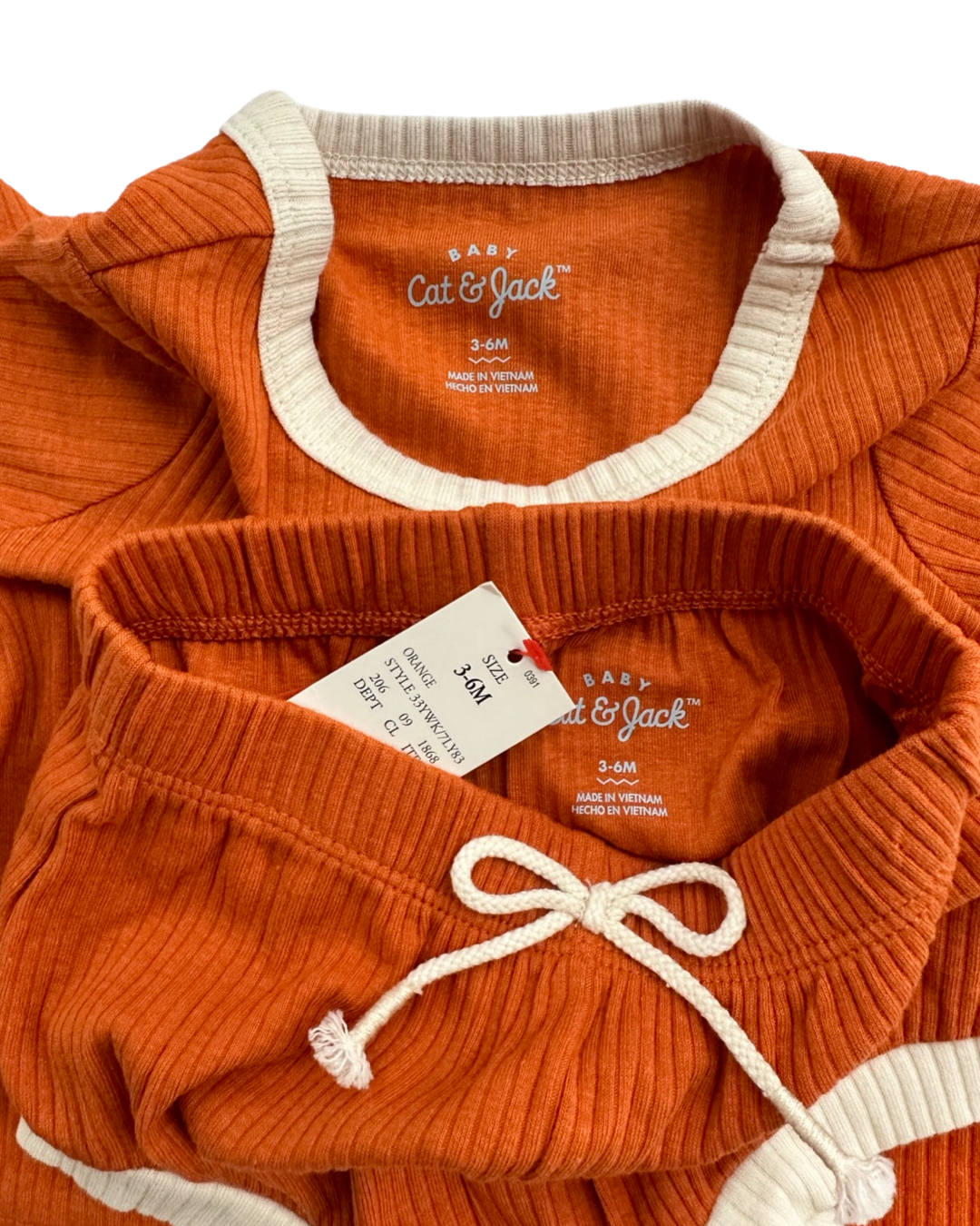 3-6M Baby Girl Cat & Jack Pumpkin Spice Shorts and Top Outfit