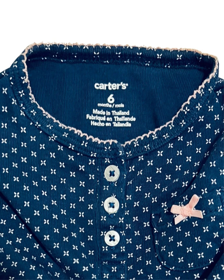 6M Carters Baby Girl Carters Navy / White Polka Dot Dress Onesie