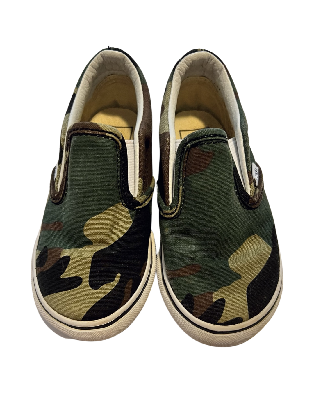 7C Toddler Boy Green Camo Slip On Vans