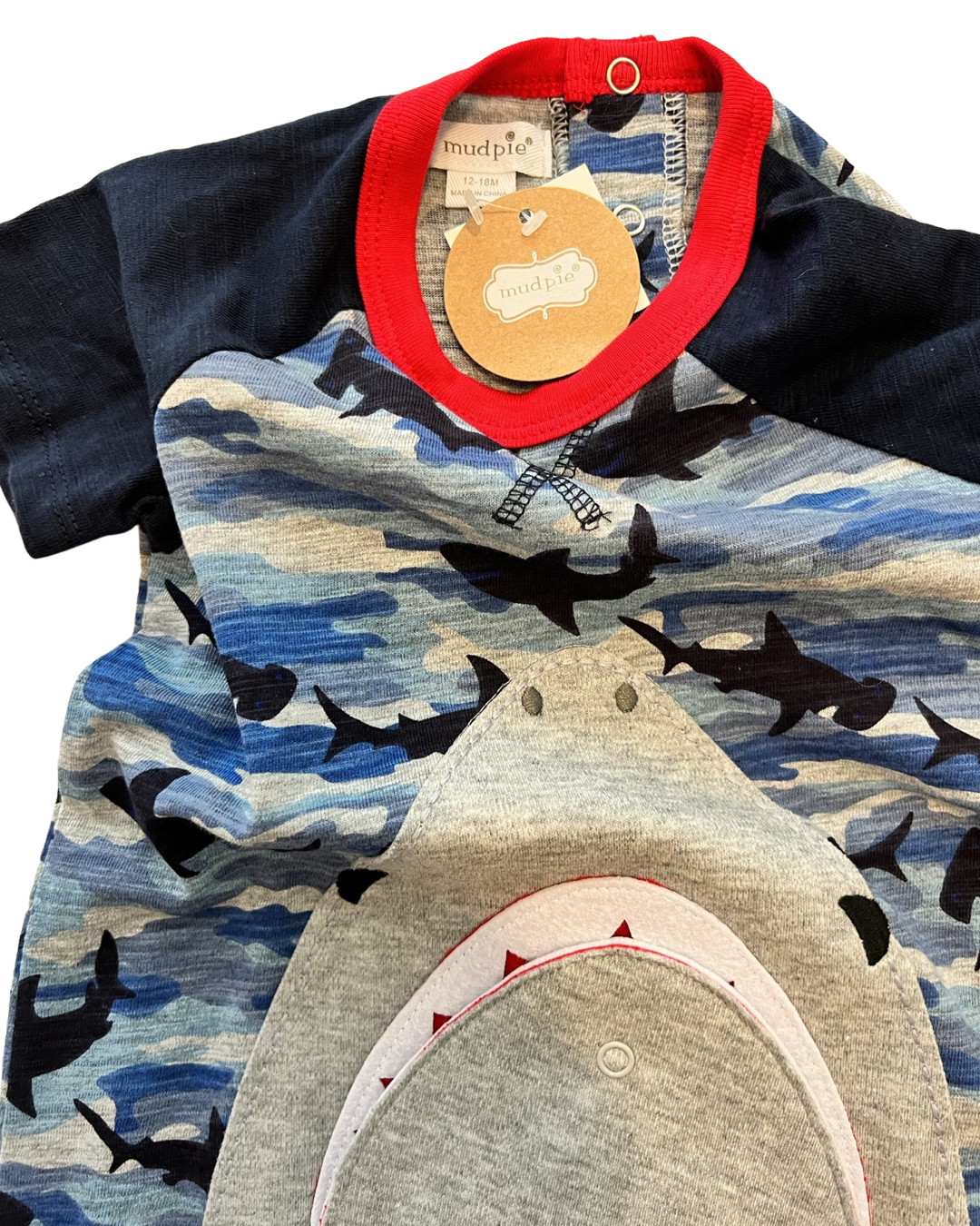 12M-18M Baby Boy MudPie Shark Romper