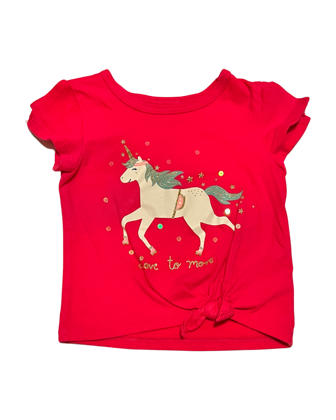 12M Baby Girl Pink Carters Unicorn Short Sleeve Top