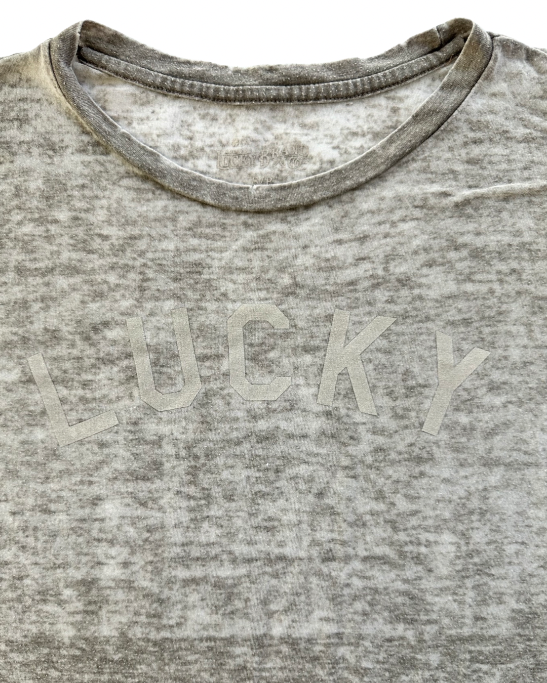 Women’s Size Small Lucky Brand Gray Distressed T-Shirt Top