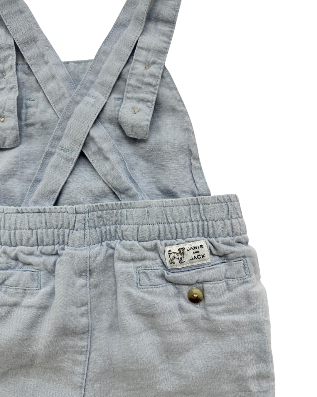 6M-12M Baby Boy Janie & Jack Light Blue Linen Romper