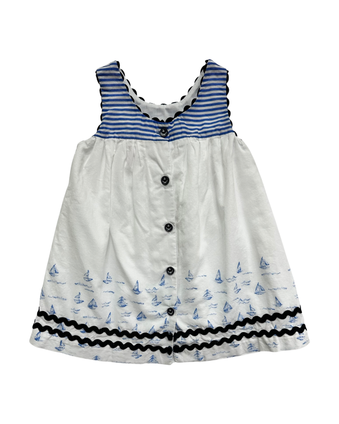 3-6M Baby Girl Dylan & Abby Blue / White Sailboat Dress